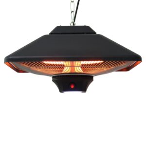 Infrarød varmeapparat 2000 watt varmeapparat med fjernbetjening 2 varmeindstillinger beskyttelsesdæksel led-display elektrisk varmeradiator kvartsvarmer terrassevarmer infrarød varmeapparat sort