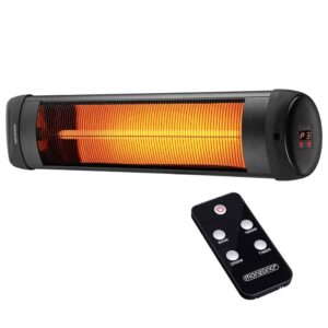 Infrarød strålevarmer 2500W 3 niveauer med timer og fjernbetjening, terrassevarmer elektrisk, farve: sort