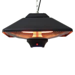 2000 Watt infrarød varmeovn med fjernbetjening, 2 varmeindstillinger, beskyttelsesdæksel, LED-display, elektrisk kvartsvarmer, terrassevarmer, infrarød varmeovn, sort