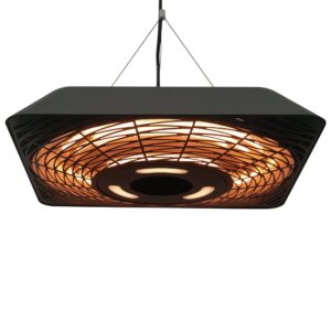 2000 Watt infrarød varmeovn med fjernbetjening, 3 varmeindstillinger, beskyttelsesdæksel, LED-display, IP45, terrassevarmer, fritstående infrarød varmeovn, sort